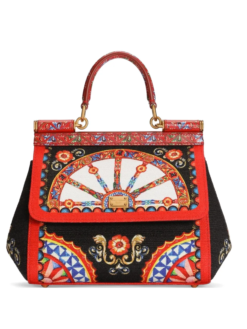 Dolce & Gabbana small Carretto-print Sicily handbag - Nero