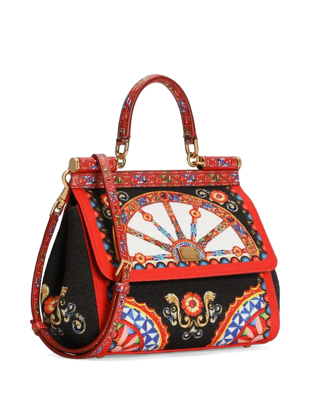Dolce & Gabbana Sicily kleine handtas met Carretto-print Zwart