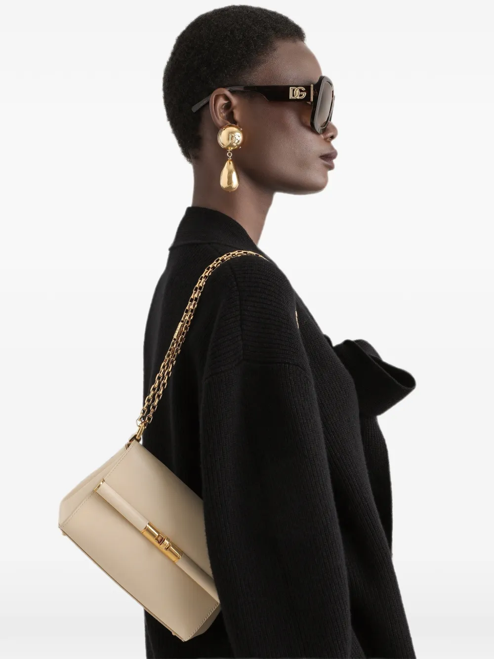 Dolce & Gabbana Marlene kalfsleren schoudertas Beige