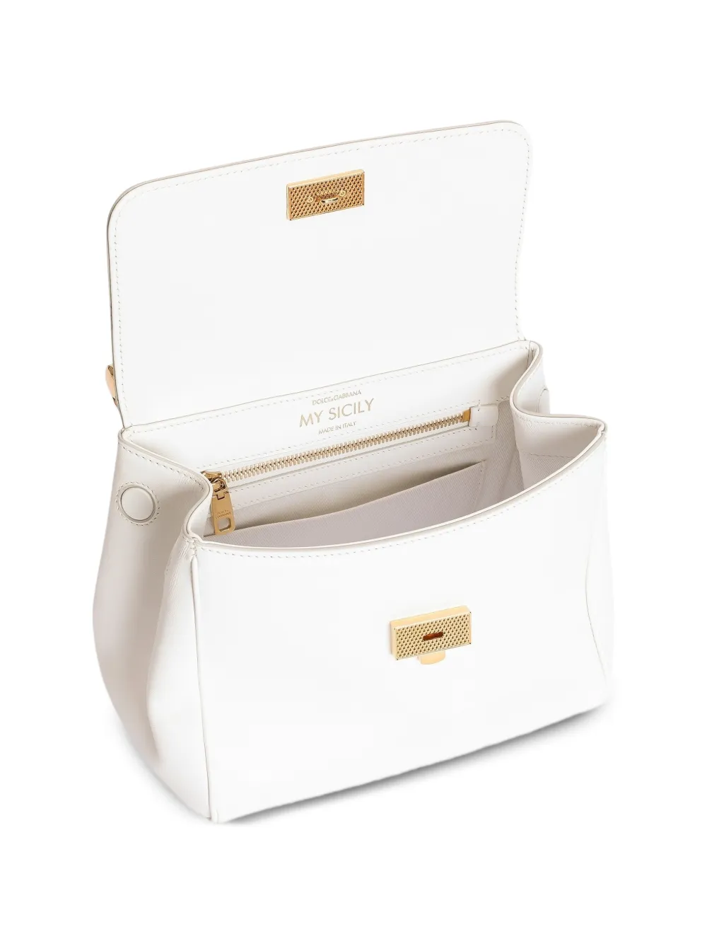 Dolce & Gabbana My Sicily kleine kalfsleren handtas Wit