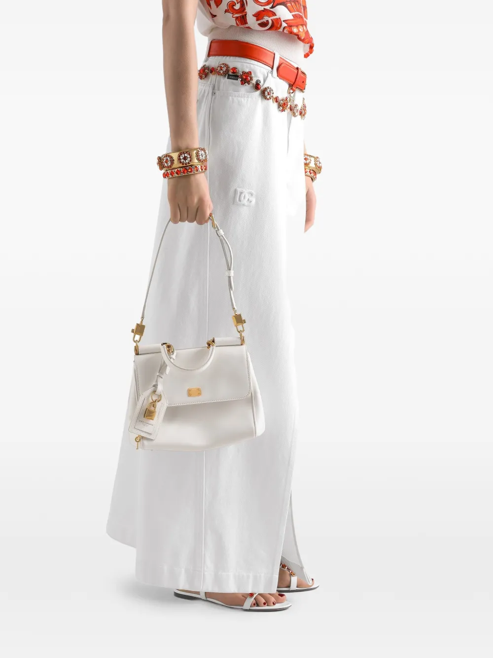 Dolce & Gabbana My Sicily kleine kalfsleren handtas Wit