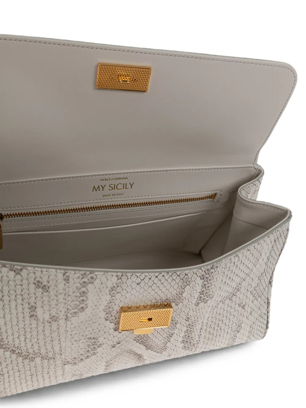 Dolce & Gabbana Medium My Sicily handtas met python-effect Beige
