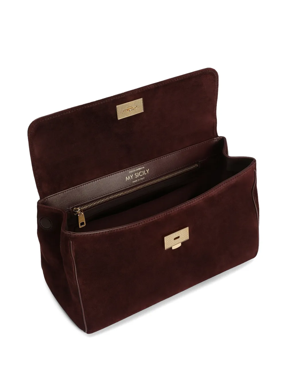 Dolce & Gabbana My Sicily medium handtas van kalfsleer met split Rood