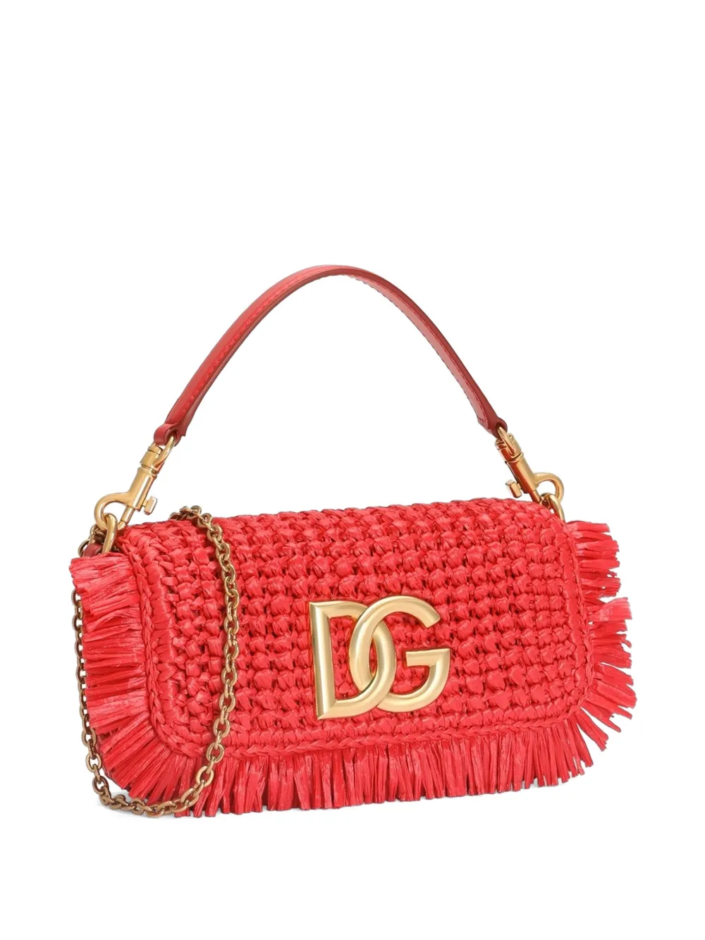 Dolce & Gabbana 3.5 schoudertas in raffia Rood