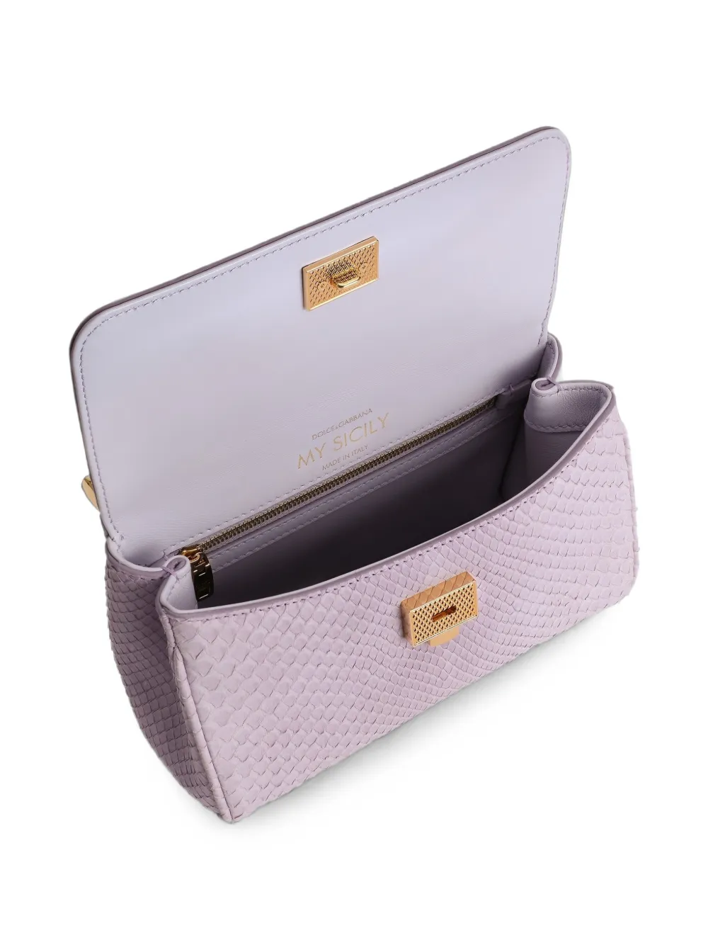 Dolce & Gabbana My Sicily mini-handtas met python-effect Paars
