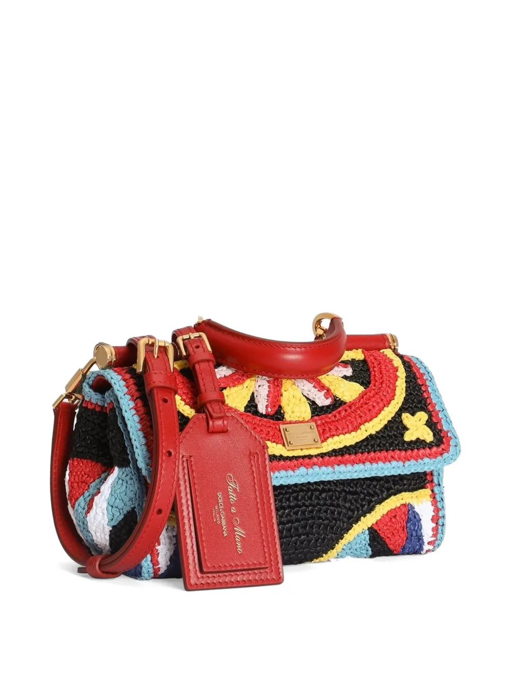 Dolce & Gabbana My Sicily raffia mini-handtas Zwart