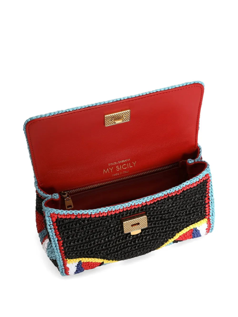 Dolce & Gabbana My Sicily raffia mini-handtas Zwart