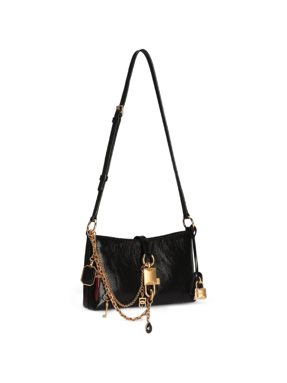 Dolce & Gabbana Lock kalfsleren schoudertas Zwart