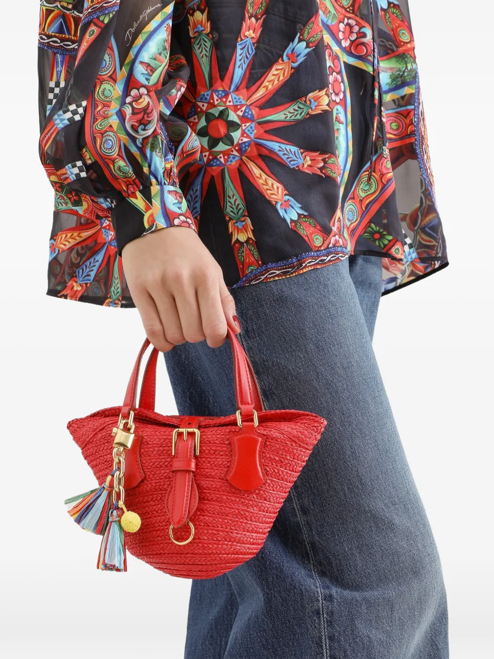 Dolce & Gabbana Capri raffia koffietas Rood