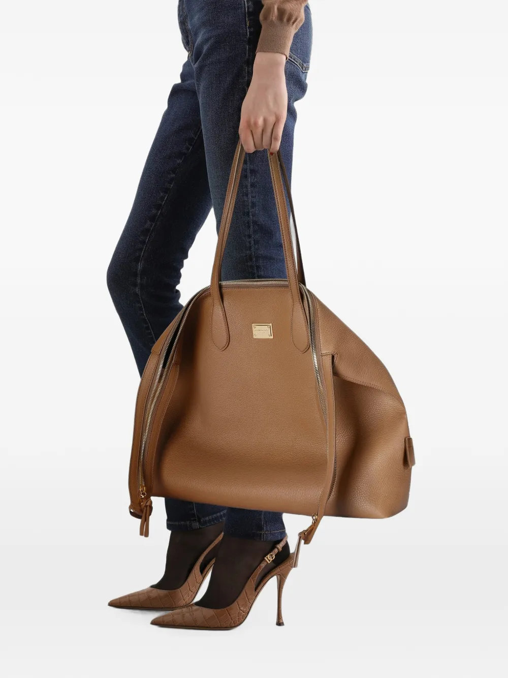 Dolce & Gabbana Vittoria kalfsleren schoudertas Beige
