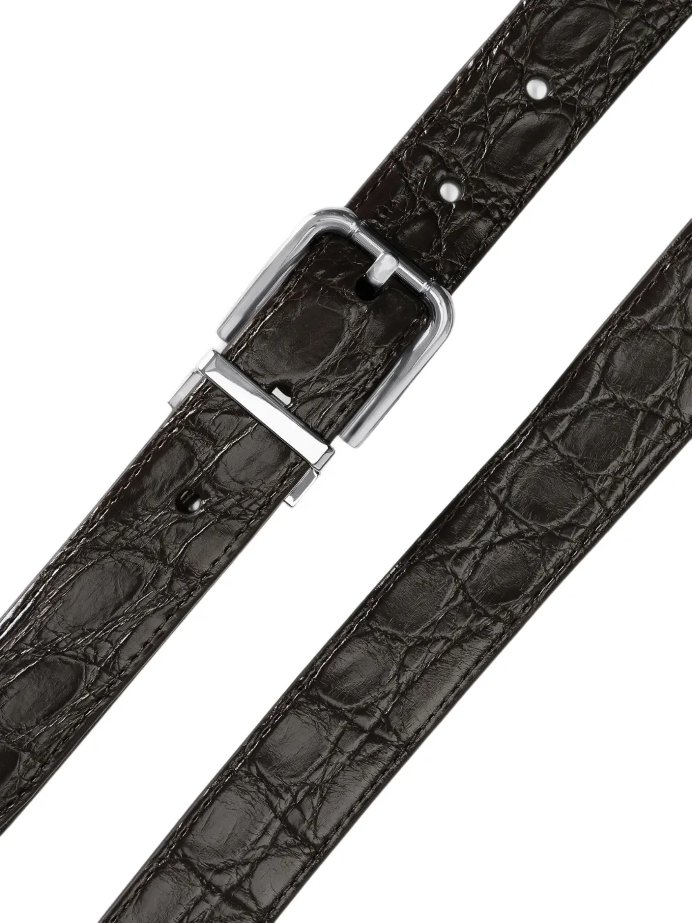 Dolce & Gabbana Leren riem met krokodillen-reliëf Bruin