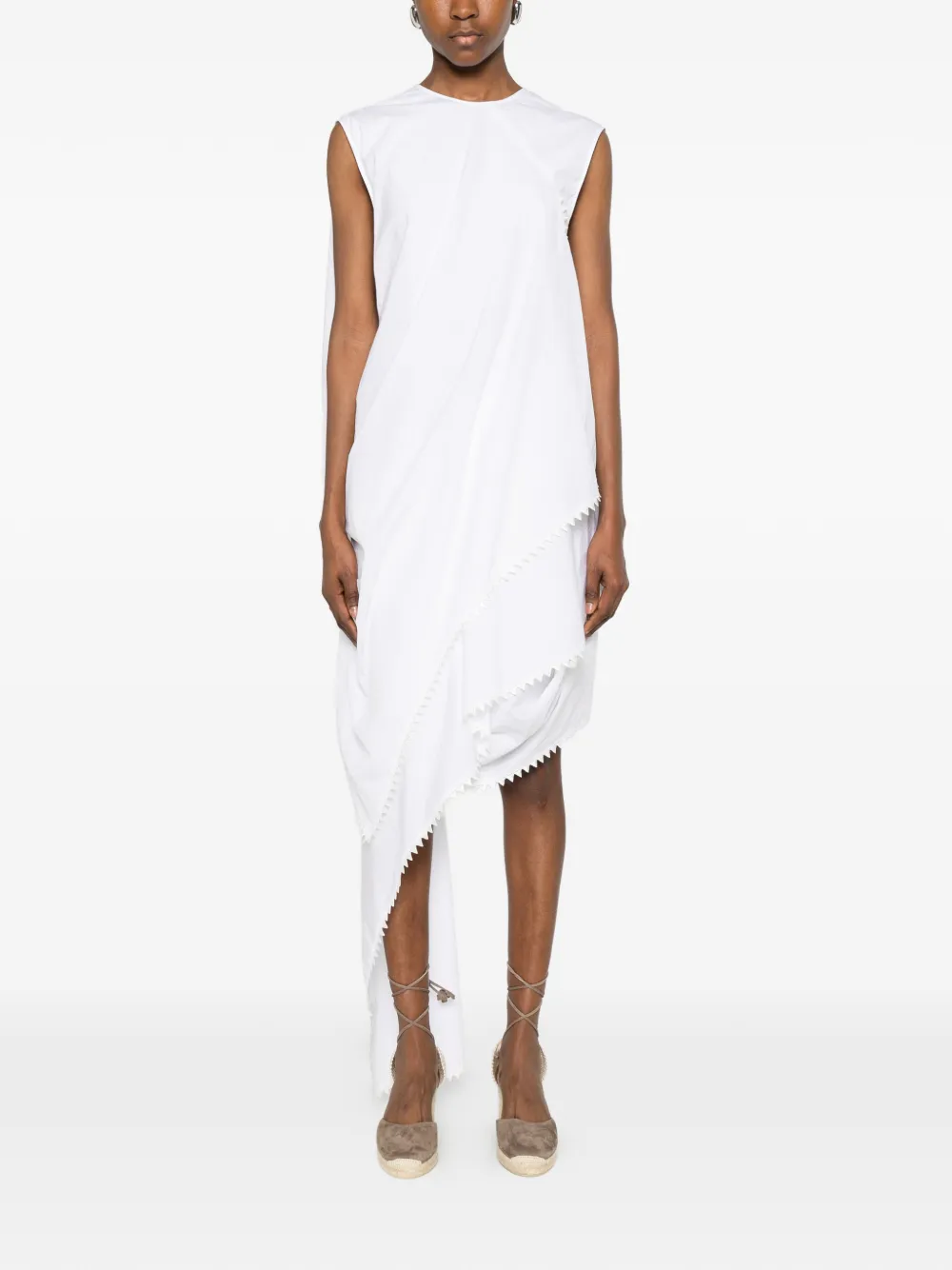 Jacquemus La Robe Traversin midi-jurk met asymmetrische zoom Wit
