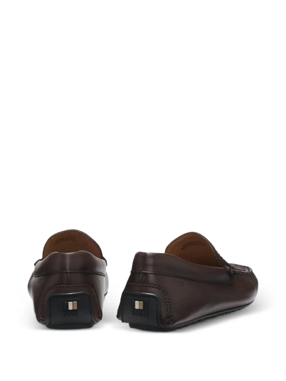 BOSS Noel woven-panel leather loafers Bruin