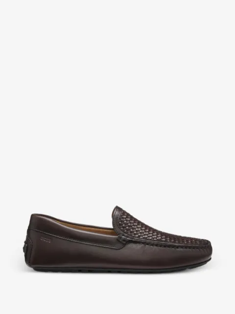 BOSS leather moccasins with woven vamp