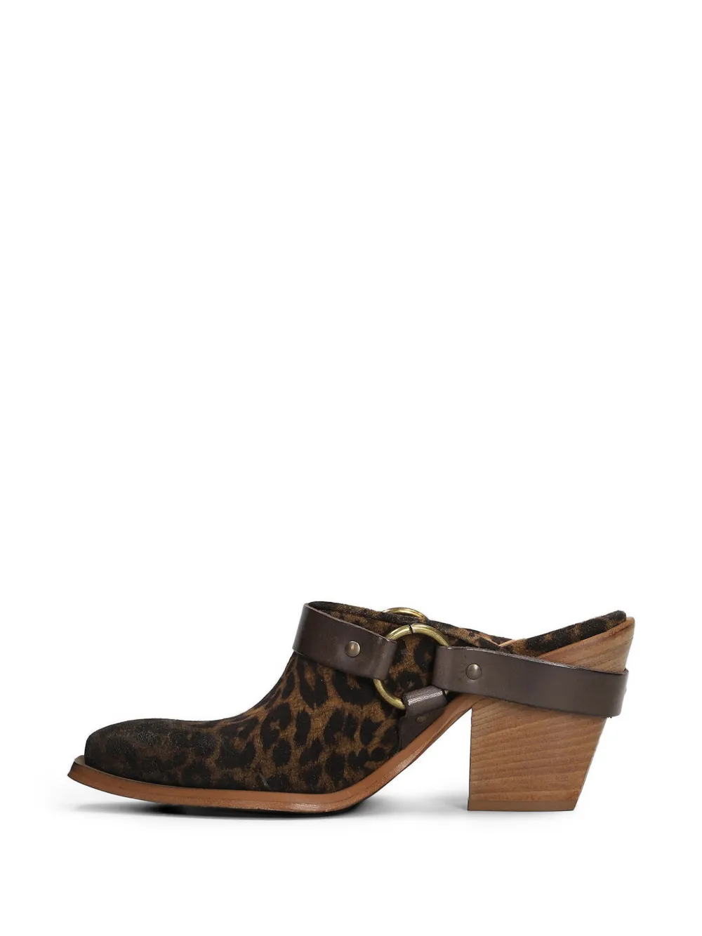 Metisse leopard-print buckled mules Beige