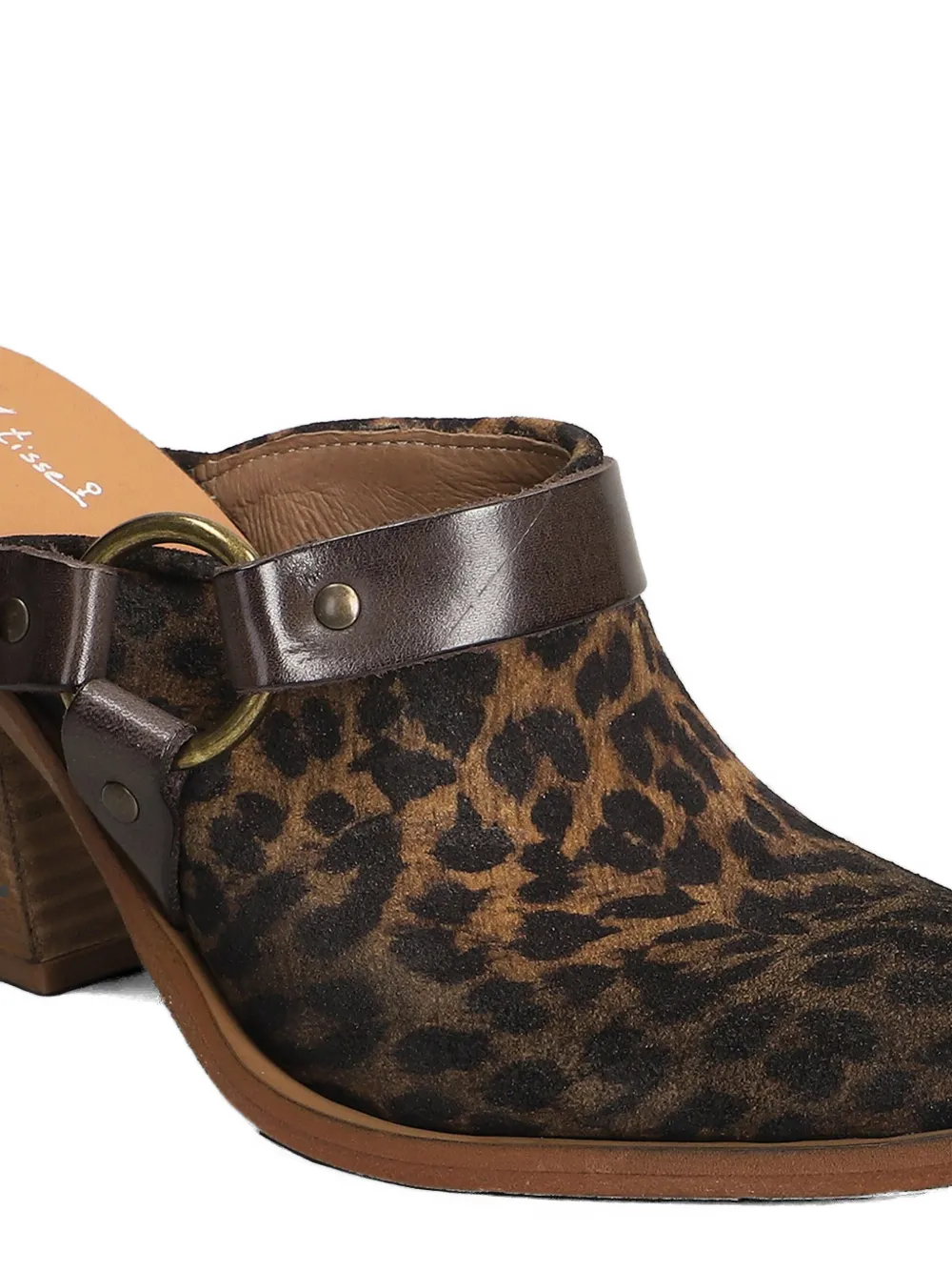 Metisse leopard-print buckled mules Beige
