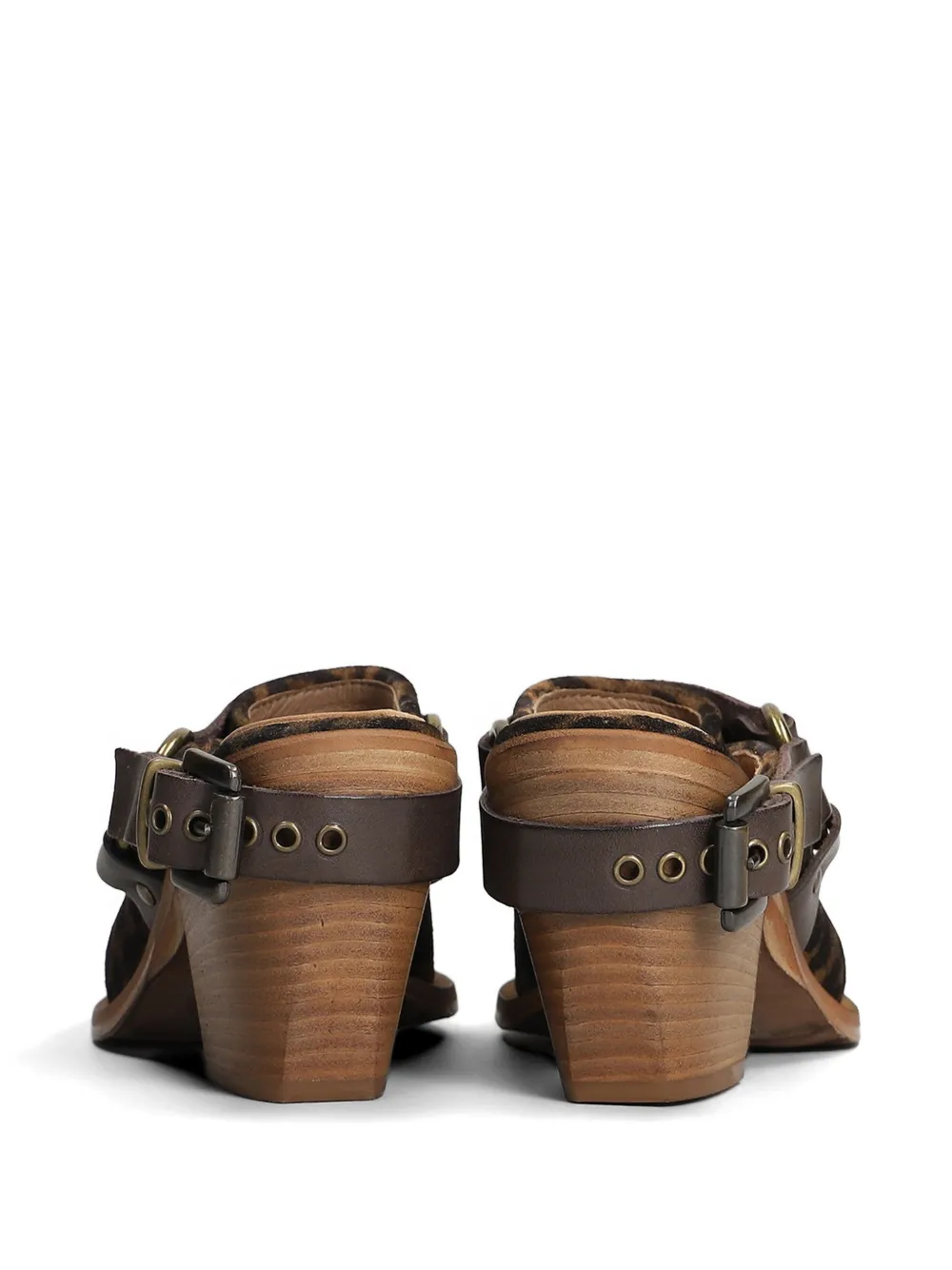 Metisse leopard-print buckled mules Beige