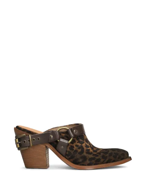 Metisse leopard-print buckled mules