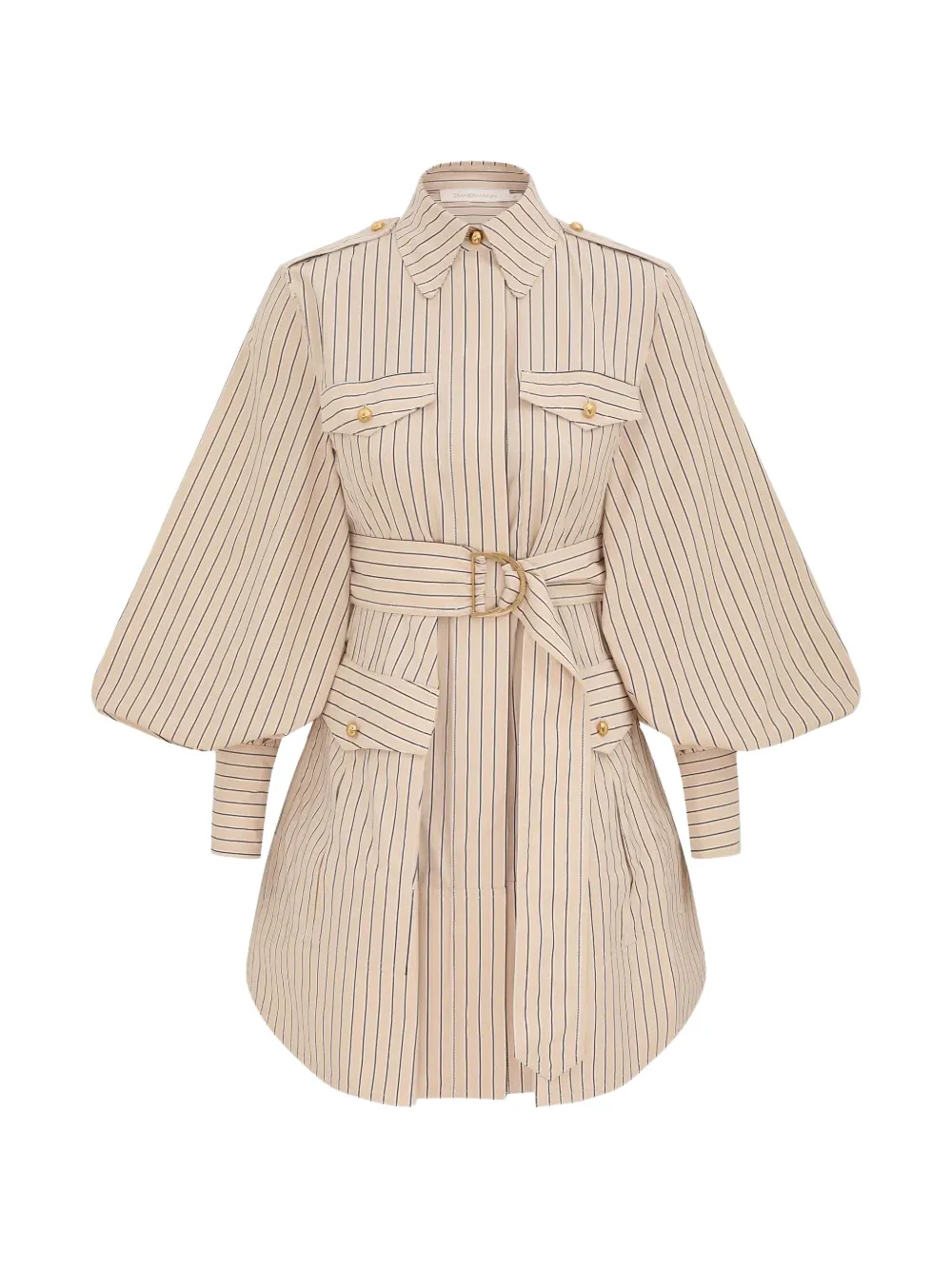 ZIMMERMANN Memento Utility striped belted-waist mini dress - Nude