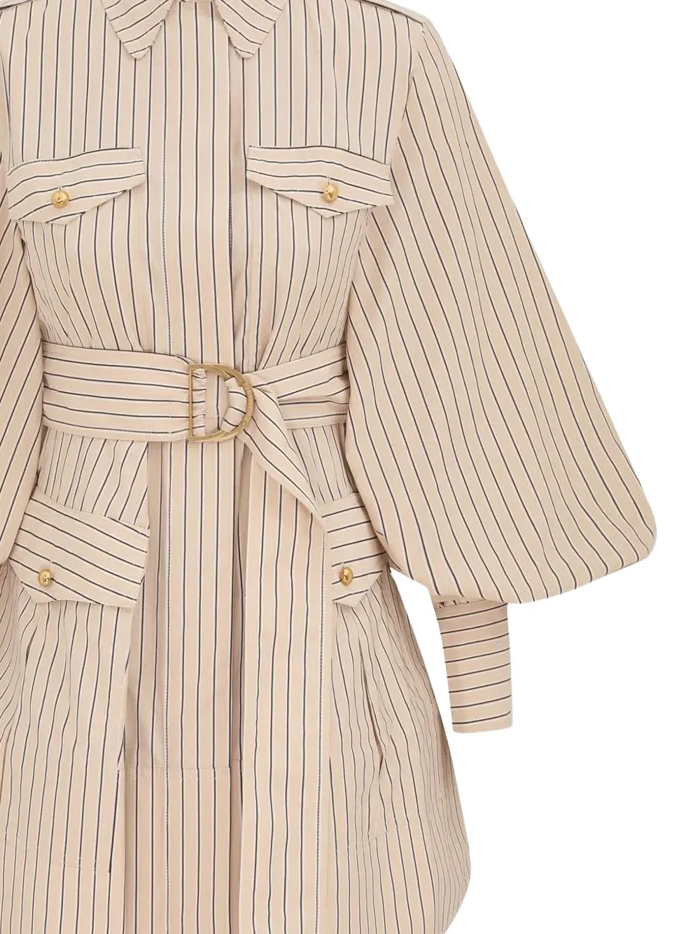 ZIMMERMANN Memento Utility gestreepte mini-jurk met ceintuur Beige