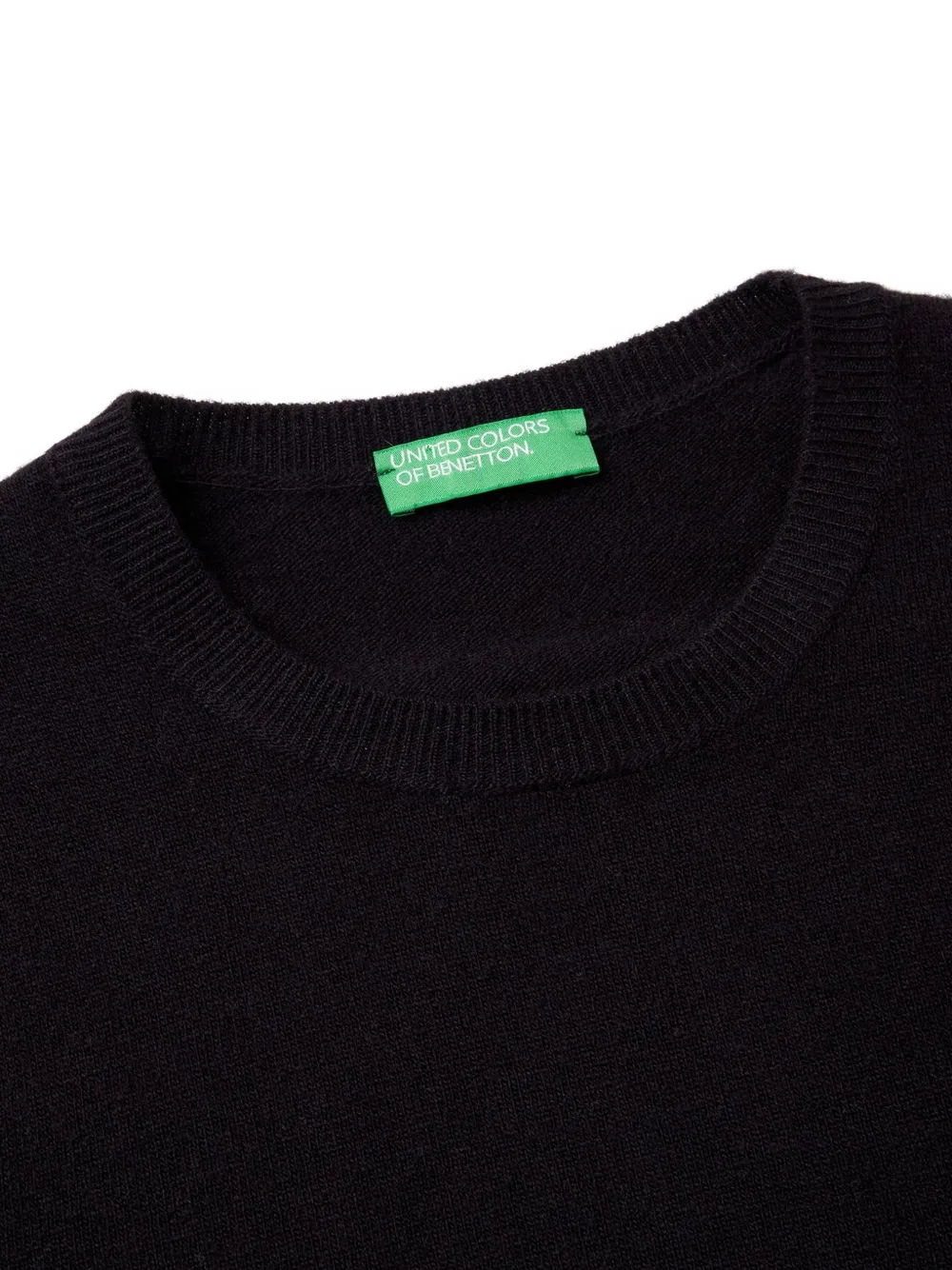 Benetton Wollen trui met ronde hals Zwart