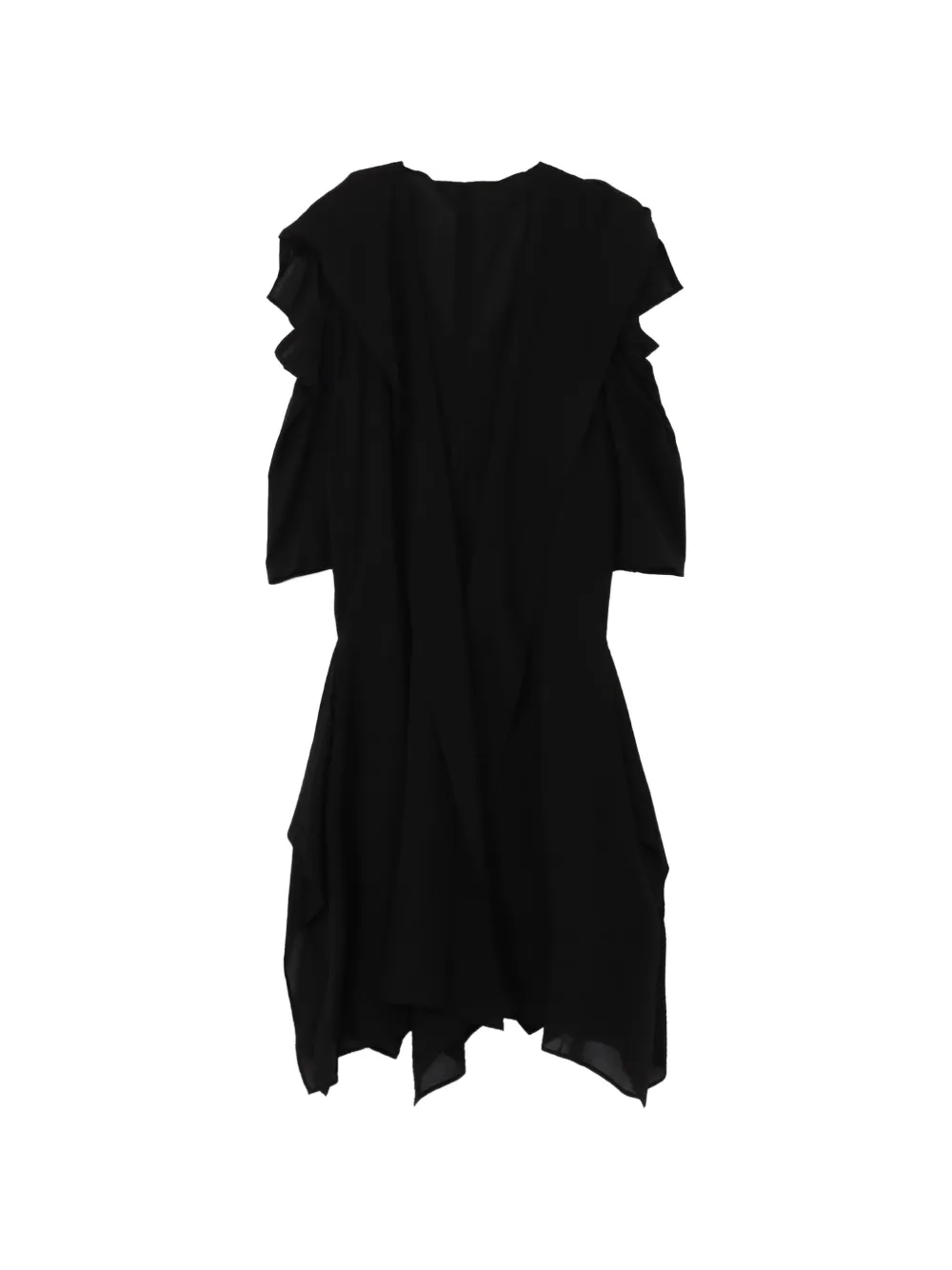 Yohji Yamamoto draped-detail asymmetric-hem coat - Black