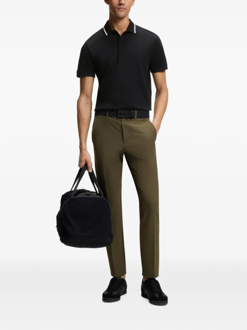 BOSS Paddy katoenen slim-fit poloshirt Zwart