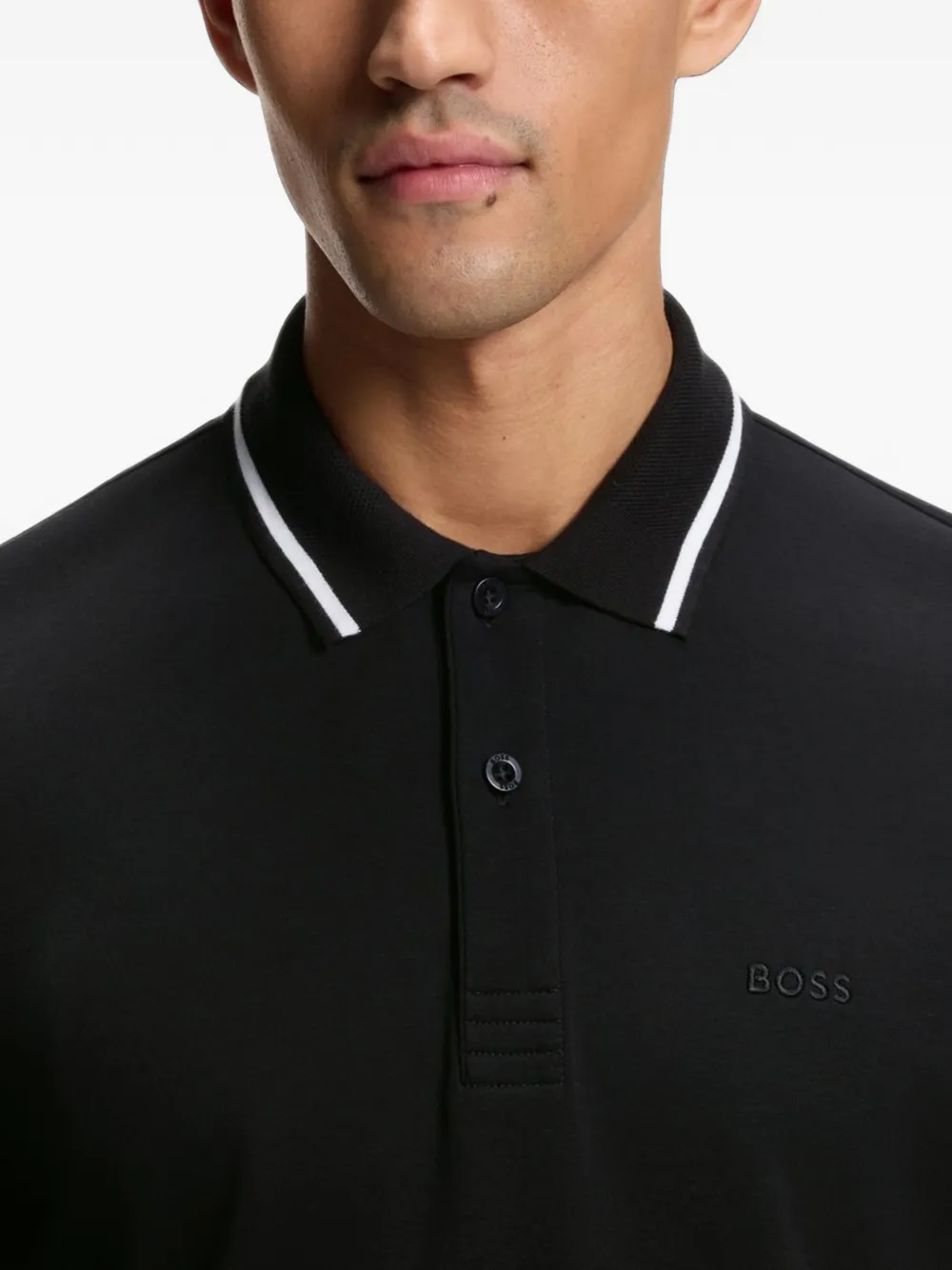 BOSS Paddy katoenen slim-fit poloshirt Zwart