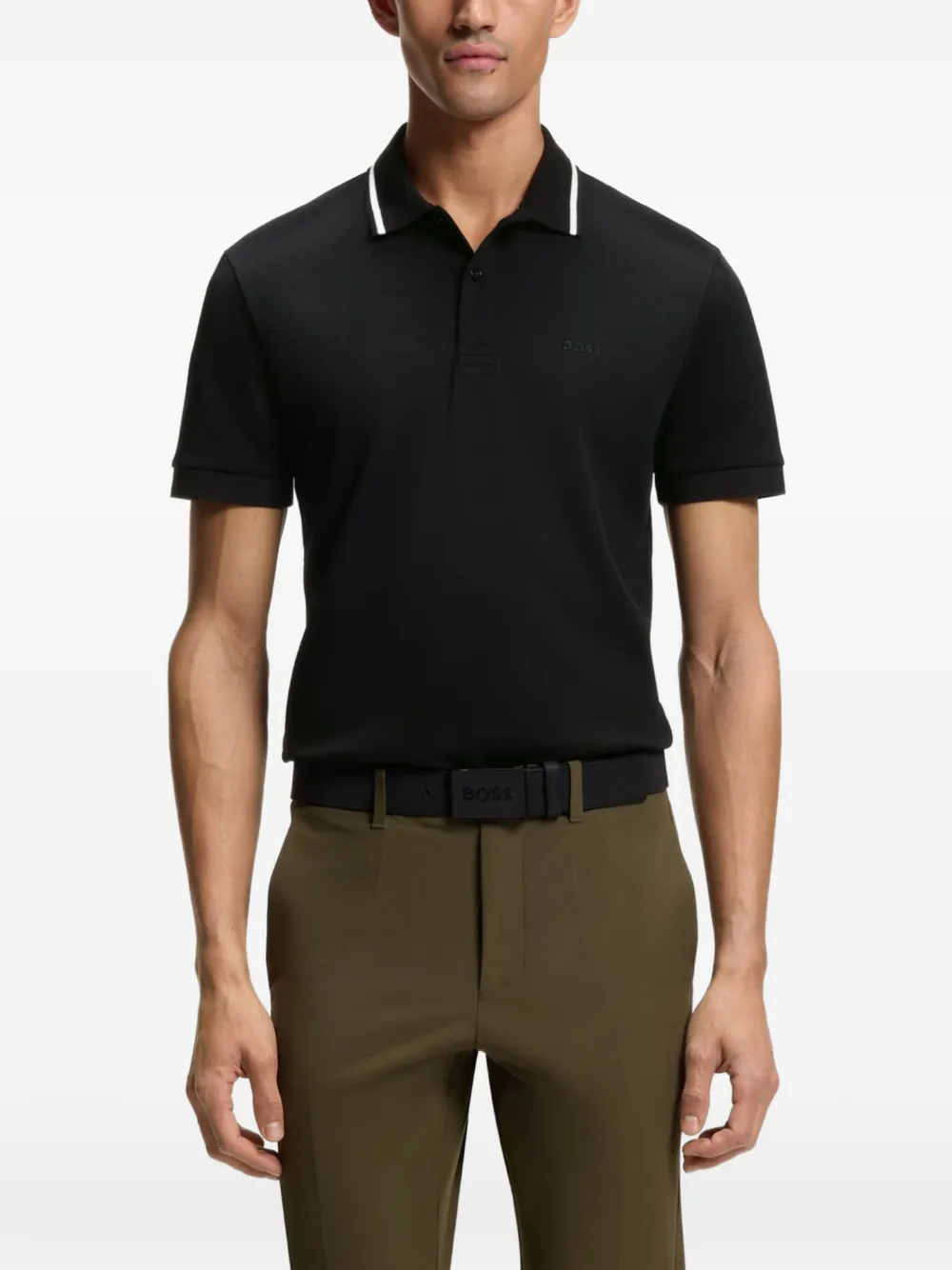 BOSS Paddy katoenen slim-fit poloshirt Zwart