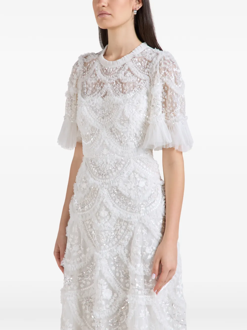 Needle & Thread Carmen maxi-jurk verfraaid met pailletten Wit
