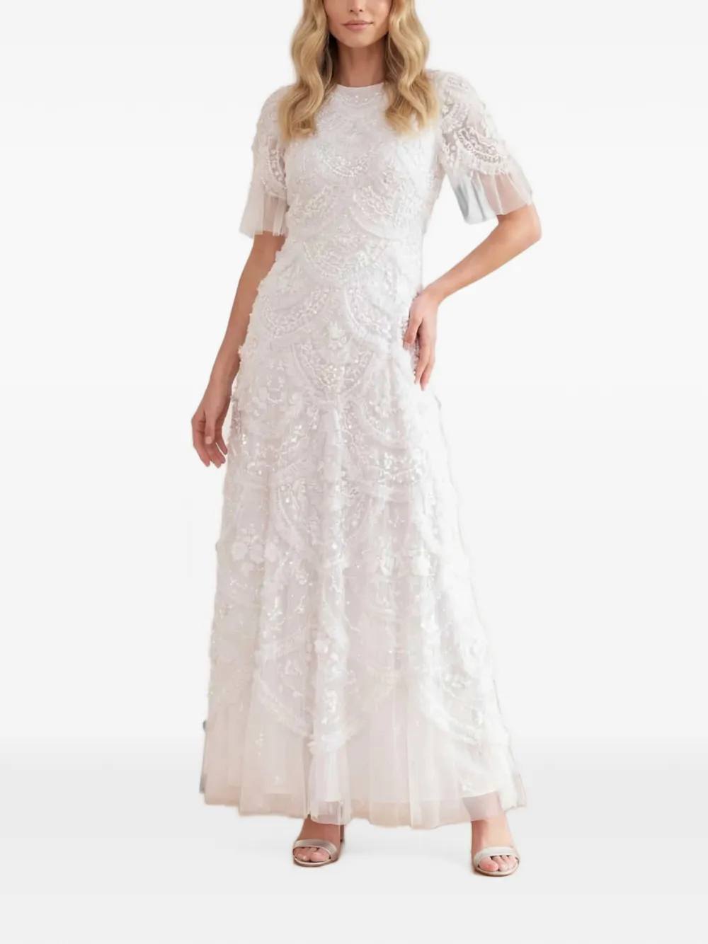Needle & Thread Carmen maxi-jurk verfraaid met pailletten Wit