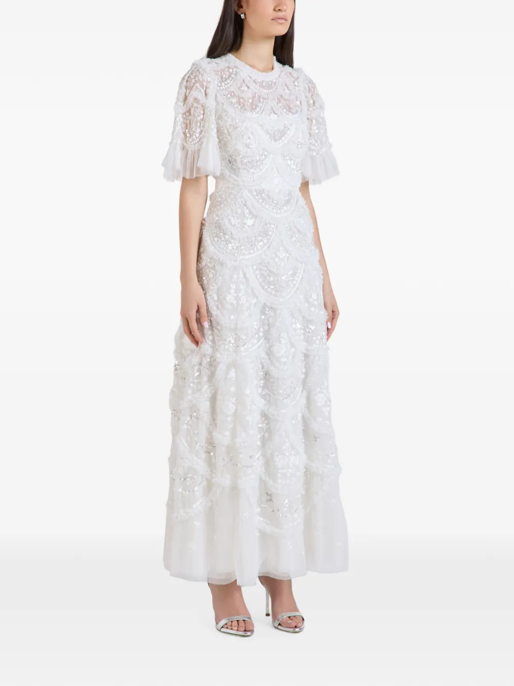 Needle & Thread Carmen maxi-jurk verfraaid met pailletten Wit