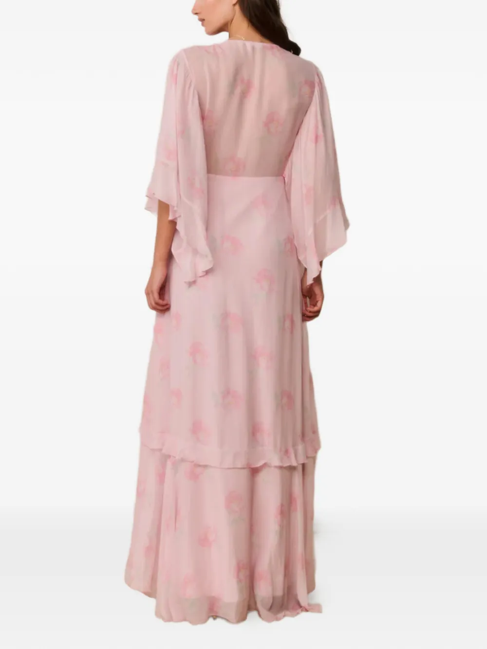 LoveShackFancy Brinley maxi-jurk met bloemenprint en ruches Roze