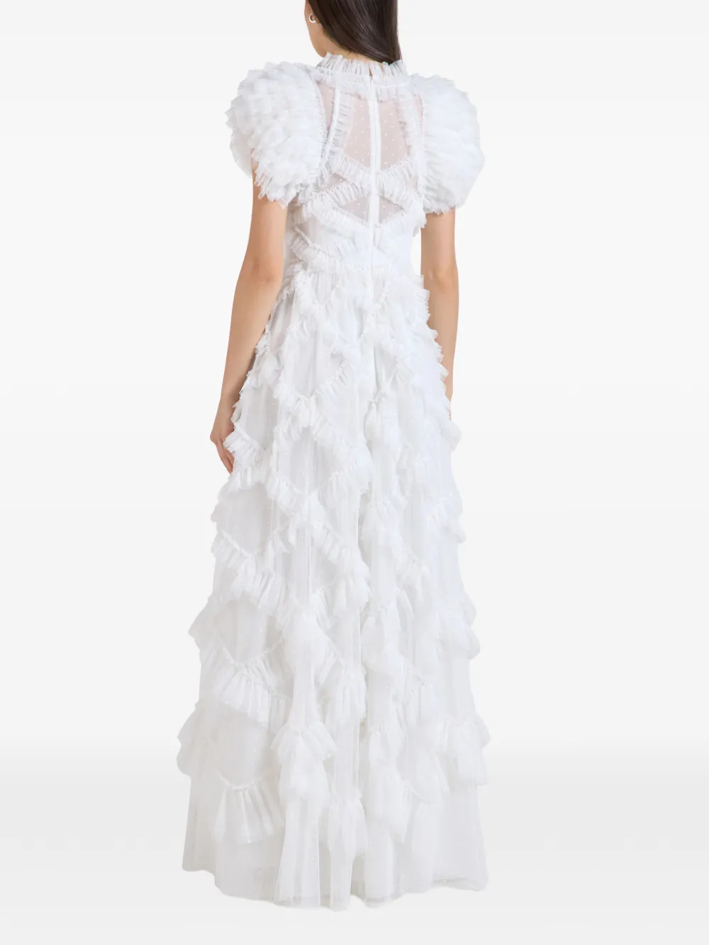 Needle & Thread Genevieve maxi-jurk met ruches Wit