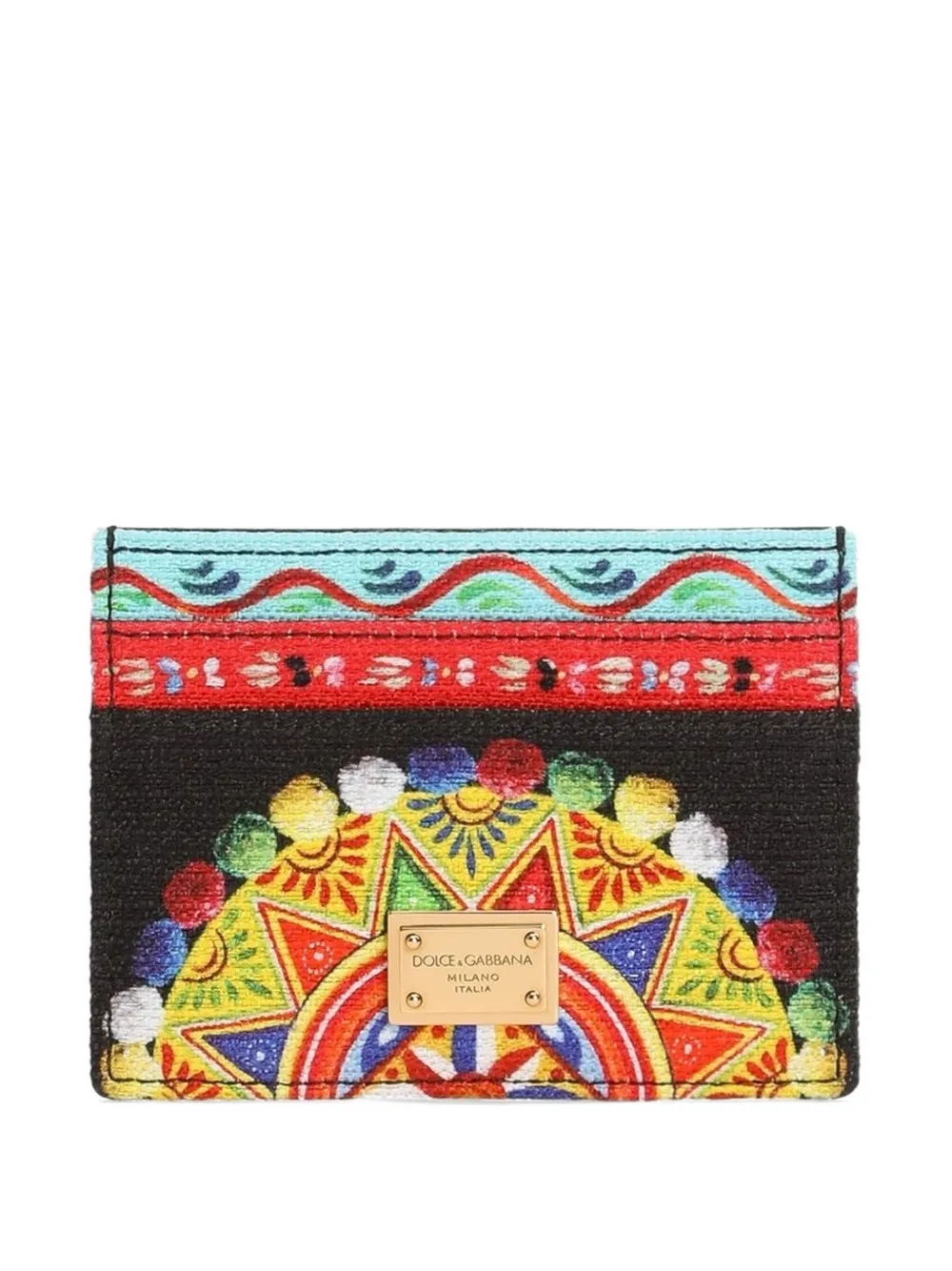 Dolce & Gabbana Portacarte in tela con stampa Carretto - Nero