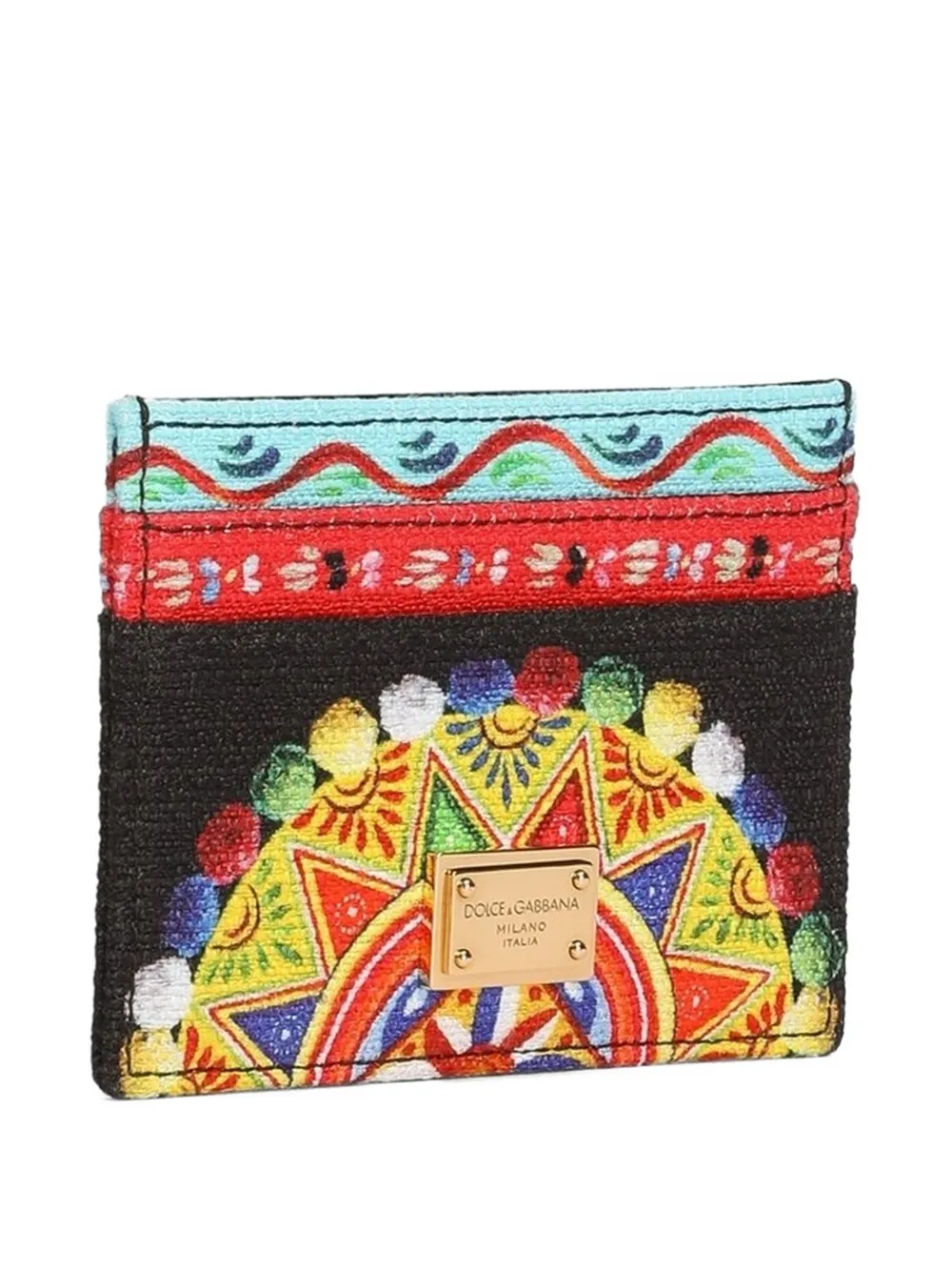 Dolce & Gabbana Canvas pasjeshouder met Carretto-print Zwart