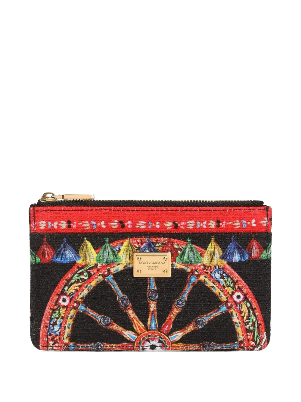 Dolce & Gabbana Portacarte in tela con stampa Carretto - Nero