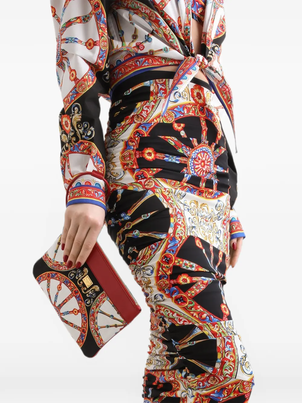 Dolce & Gabbana Canvas toilettas met Carretto-print Wit