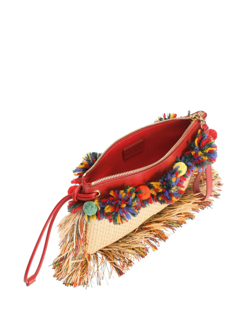 Dolce & Gabbana Raffia toilettas met franjes Beige
