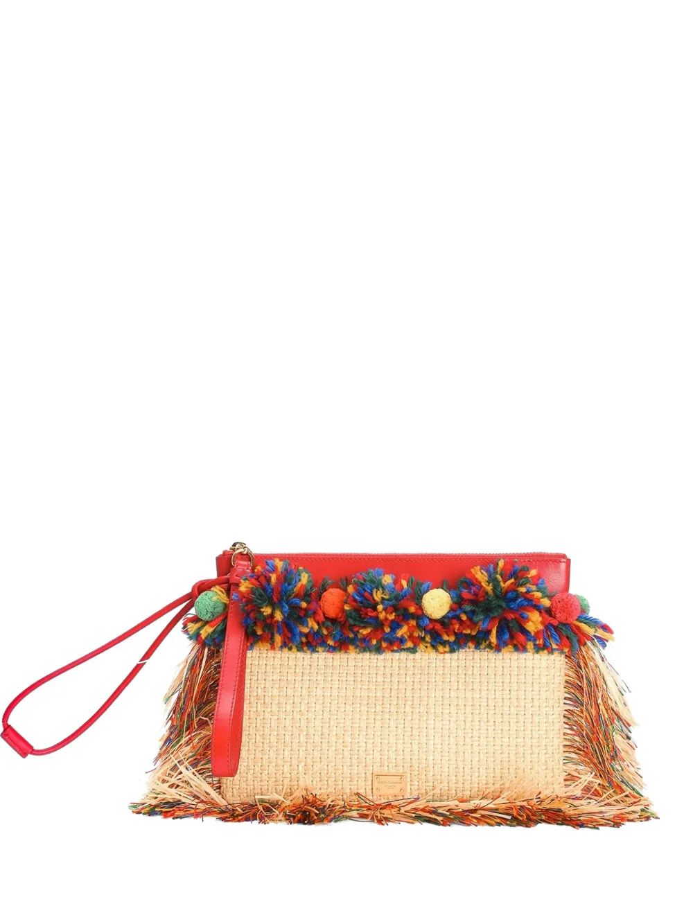 Dolce & Gabbana raffia toiletry bag with fringes - Toni neutri