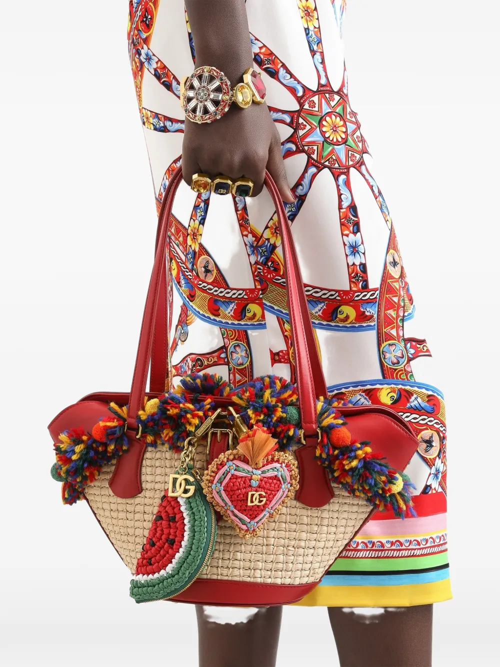 Dolce & Gabbana Raffia sleutelhanger Rood
