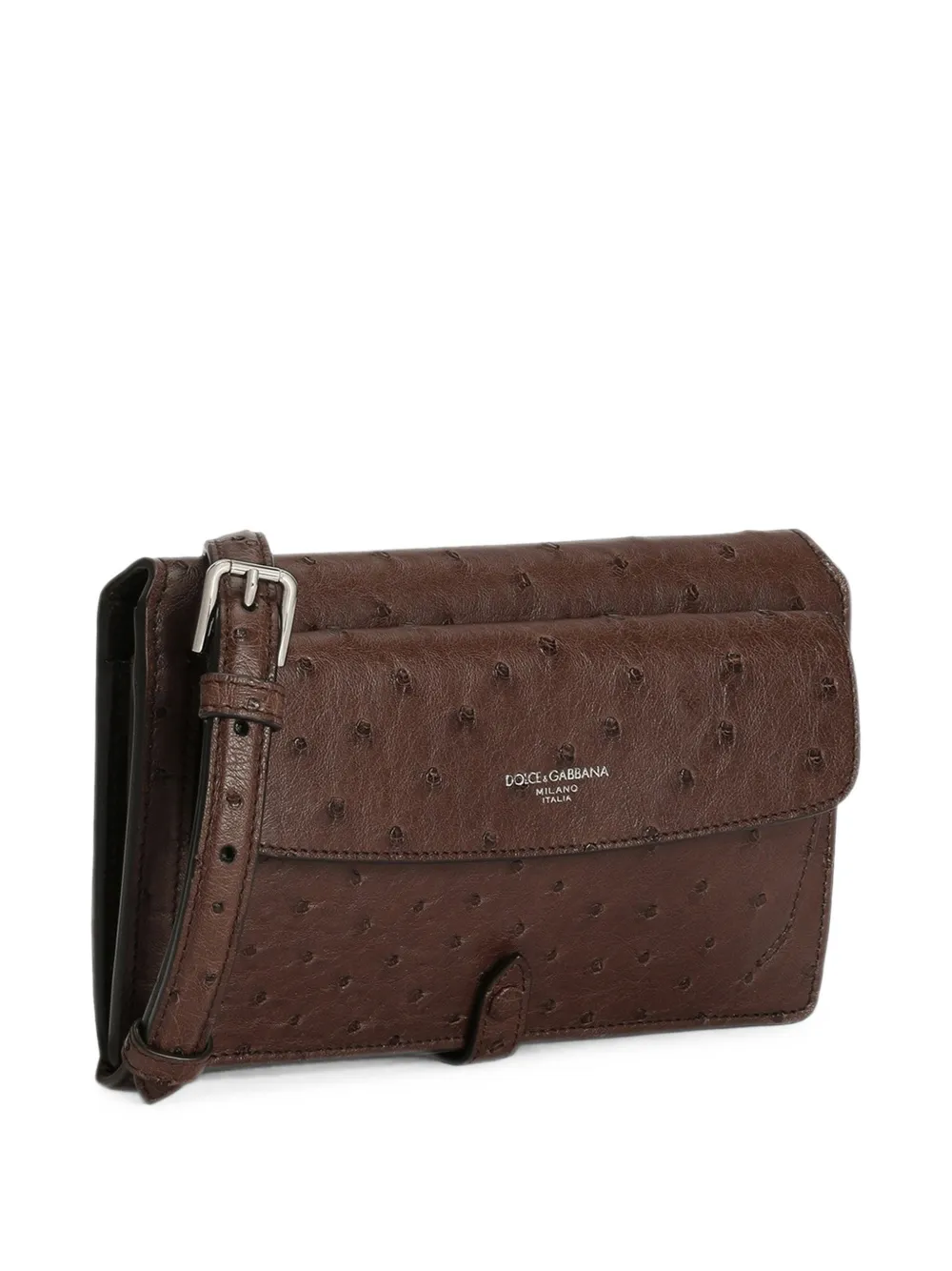 Dolce & Gabbana Kleine crossbodytas van struisvogelleer Bruin