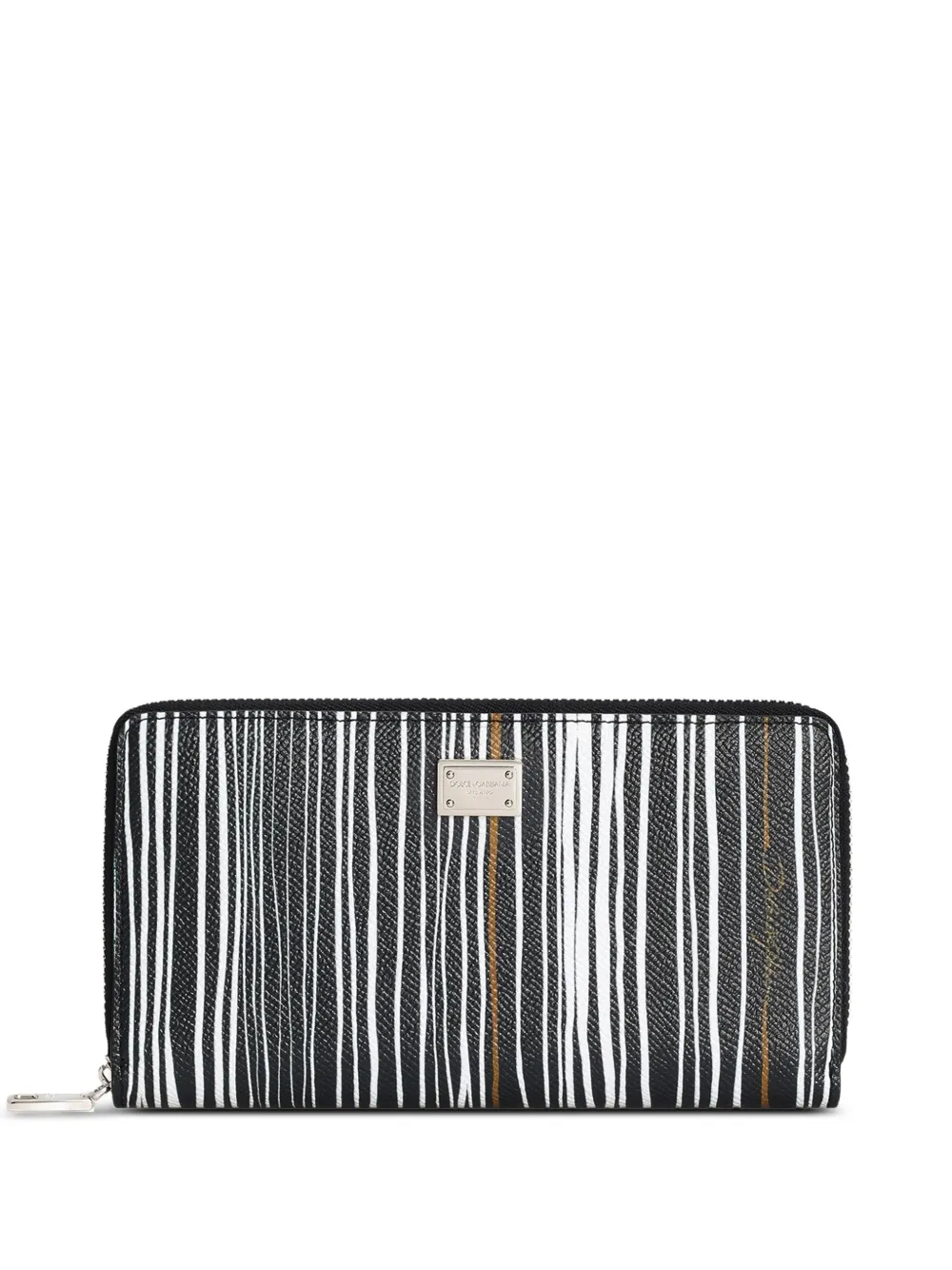 Dolce & Gabbana Portafoglio a righe in pelle di vitello - Nero