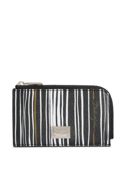 Dolce & Gabbana stripe-print card holder in calfskin