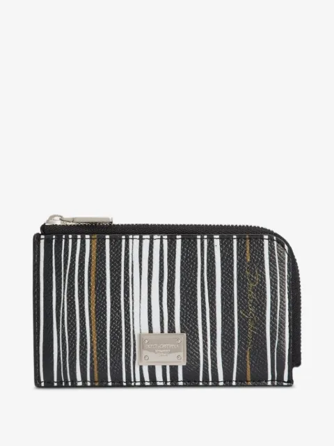 Dolce & Gabbana porte-cartes à rayures en cuir de veau