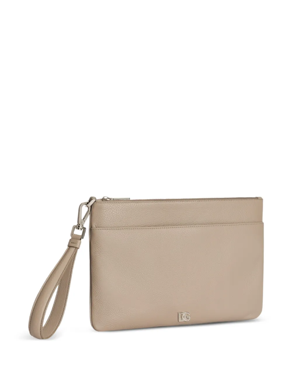 Dolce & Gabbana Kalfsleren toilettas met logo Beige