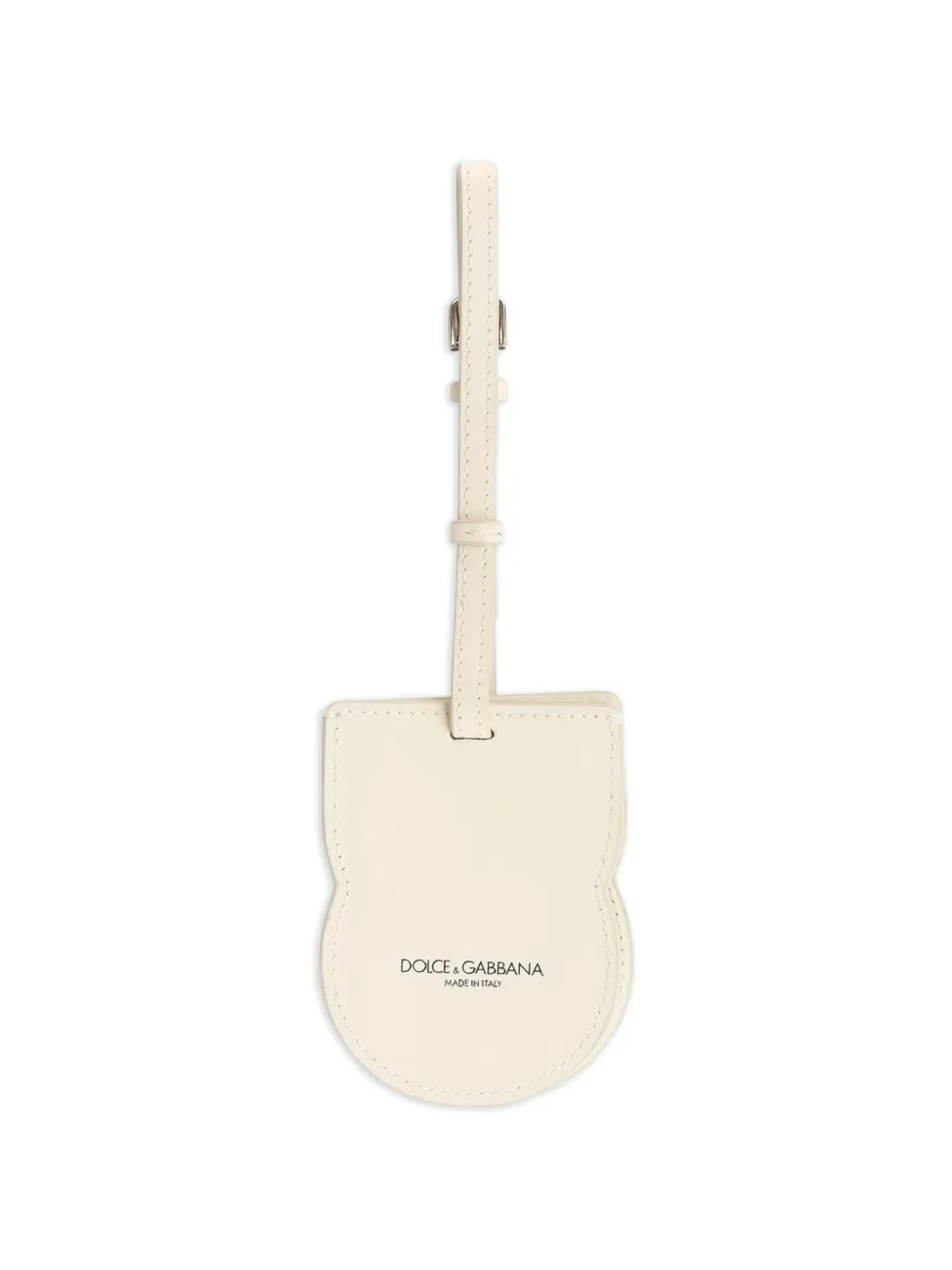 Dolce & Gabbana Kalfsleren sleutelhanger met DG-logo Beige