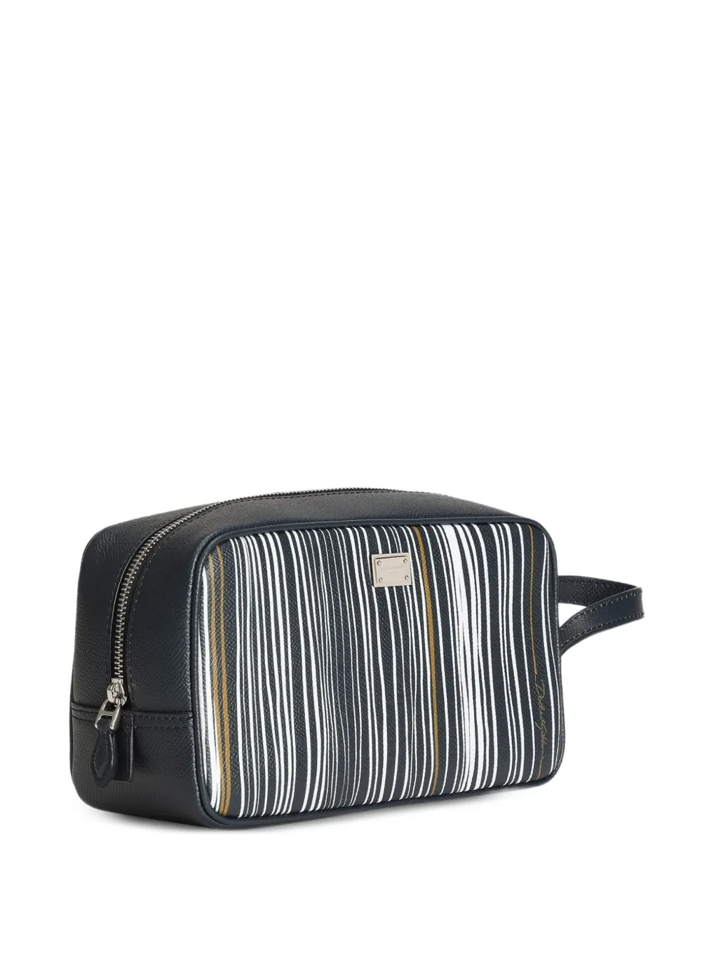 Dolce & Gabbana Kalfsleren gestreepte toilettas Blauw