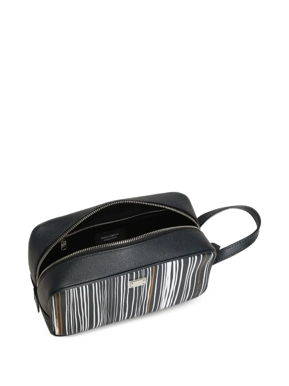Dolce & Gabbana Kalfsleren gestreepte toilettas Blauw