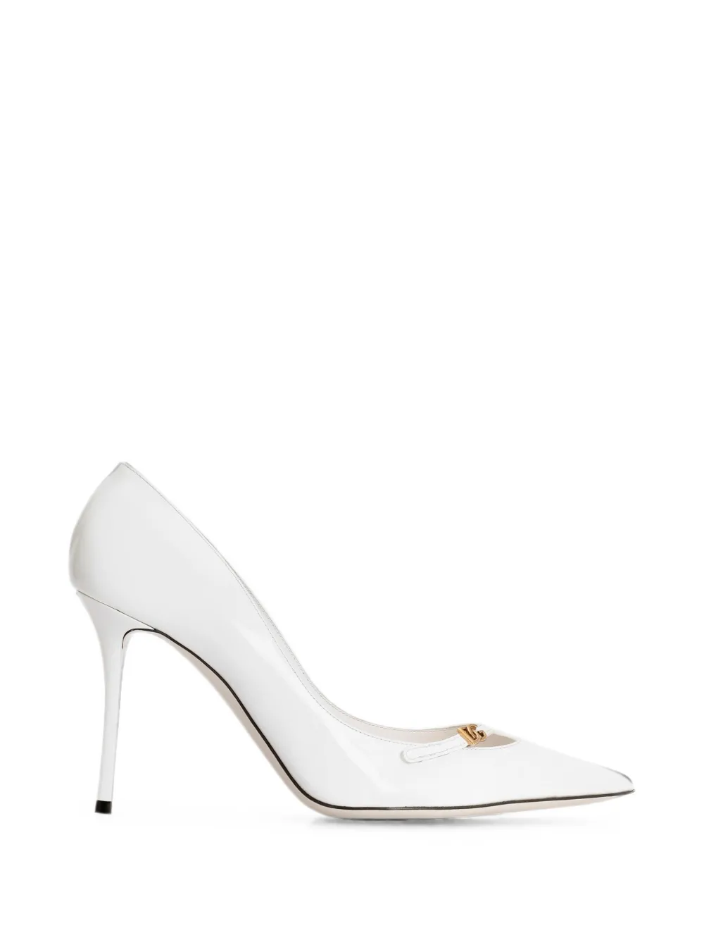 Dolce & Gabbana logo-plaque pointed-toe pumps - White